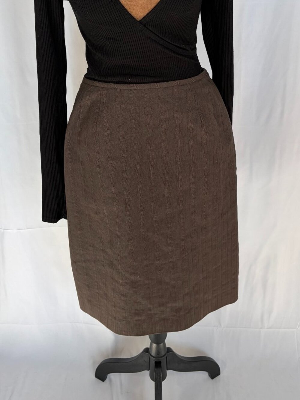 Anne Klein 2 Suits Brown Herringbone Pencil Skirt Petite 8P